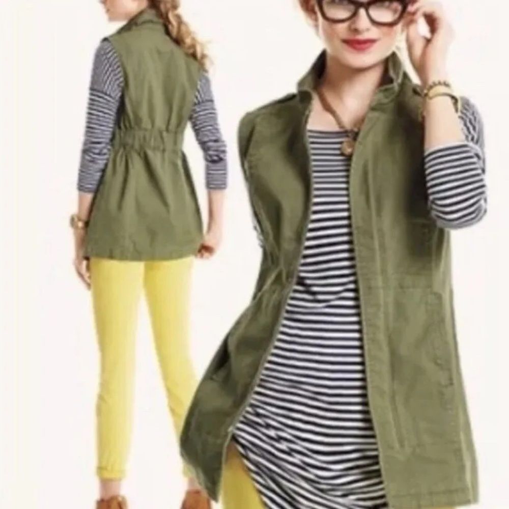Cabi Explorer Army Green Utility Zip Front Vest Sz S